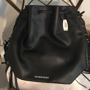 Black Fringe Victoria's Secret Backpack Bag